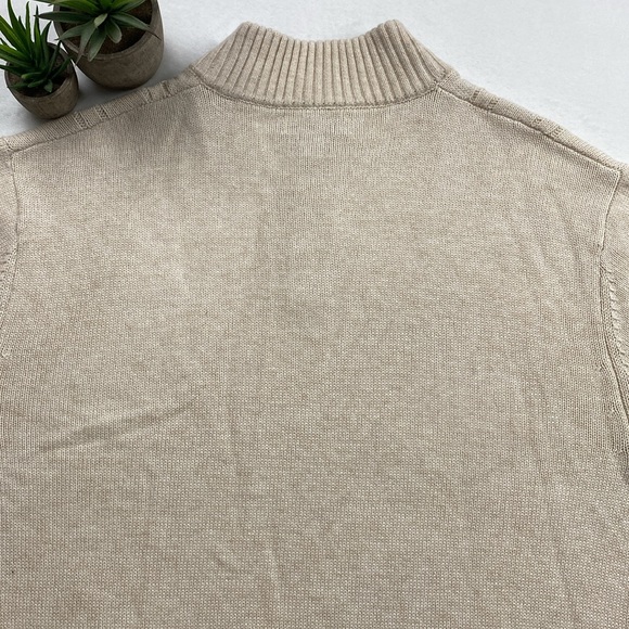 Joseph Abboud Cable/Shaker Knit Mock Neck LS Quarter Button Pullover Sweater - Picture 6 of 16